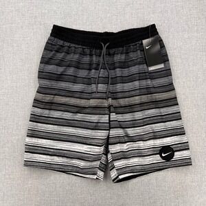 NEW Nike Swim Repel Stripe Board Shorts Men Large Black Gray Beach Surf Summer